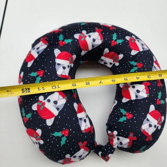 Christmas Dog Memory Foam U Travel Pillow Neck Head Support Sleep Black Red - Picture 5 of 7